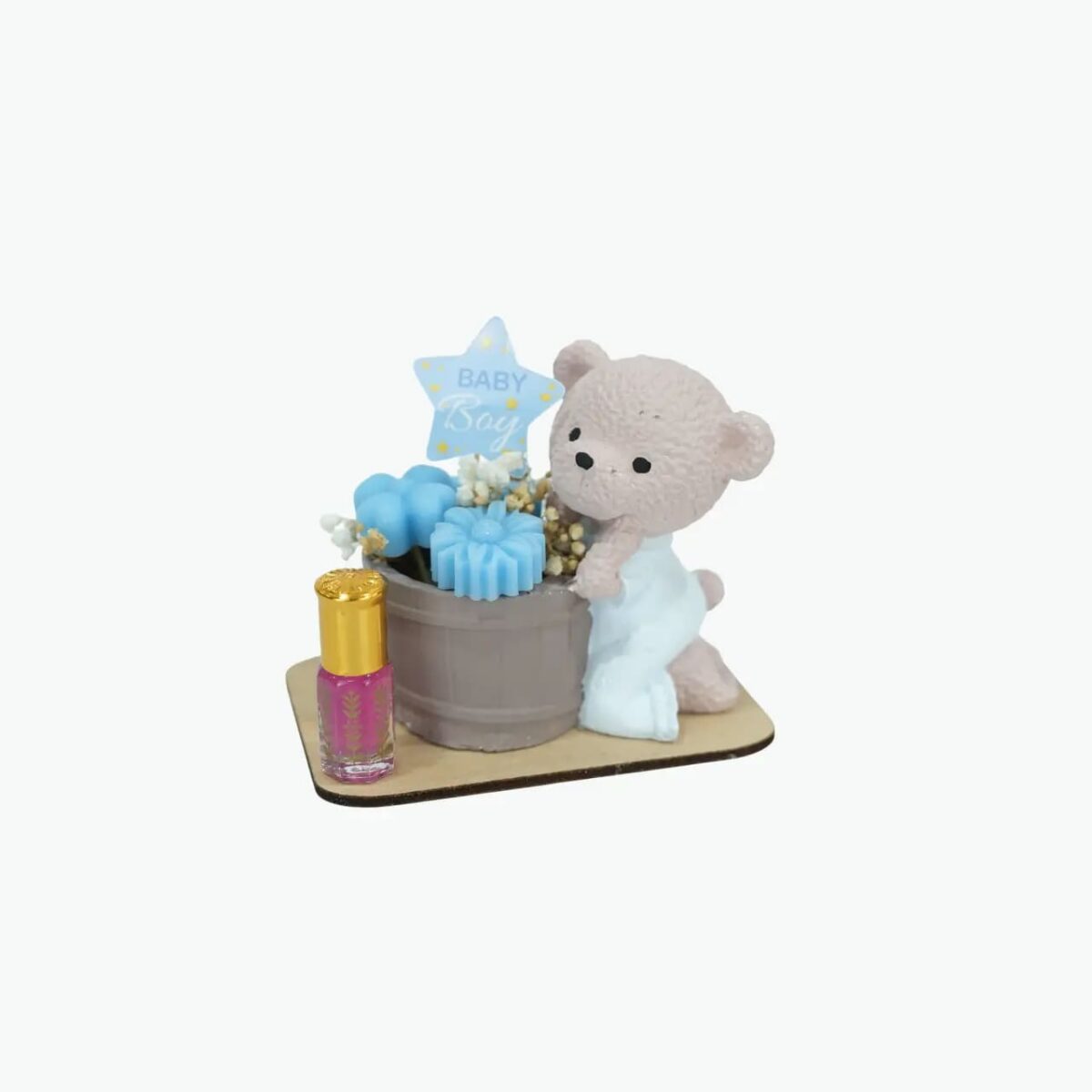 Teddy Bear Figurine with a Small Perfume Bottle