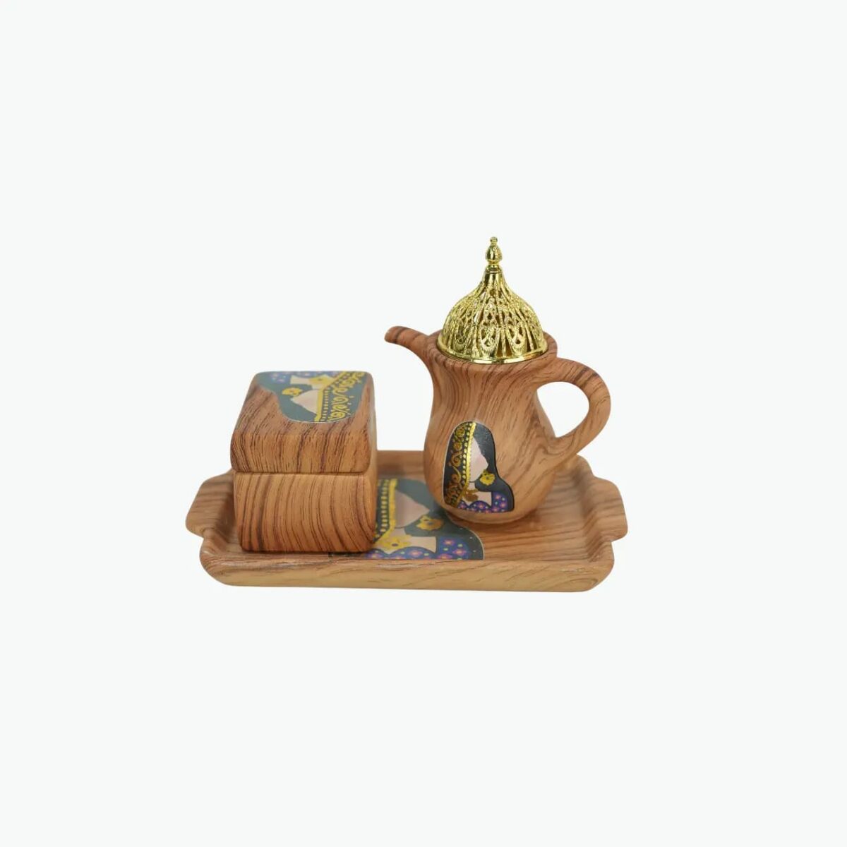 Wooden Incense Burner and Tray Set