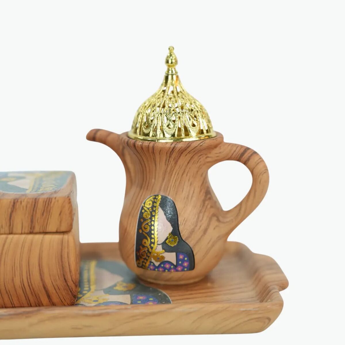 Wooden Incense Burner and Tray Set
