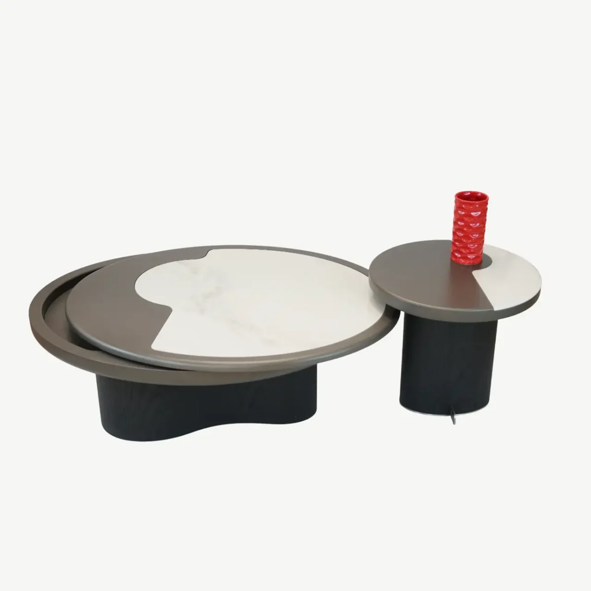 Two-Piece Rotating Nesting Coffee Table
