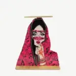 Wooden Serving Table with Traditional Burqa Lady