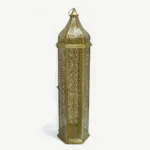 Hexagonal Golden Moroccan Design Metal Ramadan Lantern