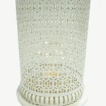 White Metal Ramadan Lantern with Golden Crescent Top