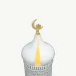 White Metal Ramadan Lantern with Golden Crescent Top