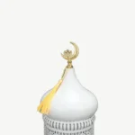 White Metal Ramadan Lantern with Golden Crescent Top