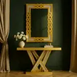 gold-finished Silvestre console table and mirror set