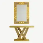 gold-finished Silvestre console table and mirror set