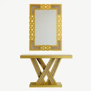 gold-finished Silvestre console table and mirror set