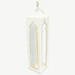 Large White Lantern with Candle Crystal Globe