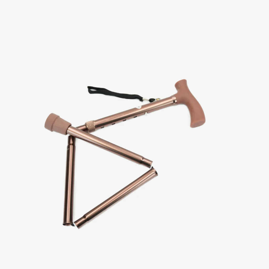 4-Section Folding Walking Cane with Wooden Handle