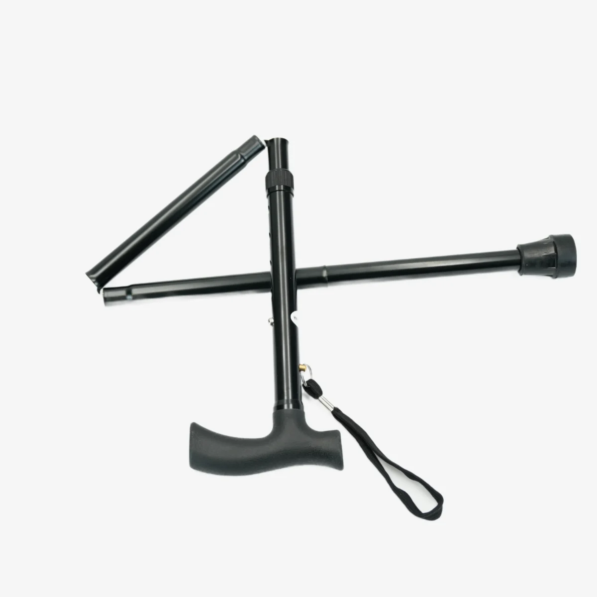 4-Section Folding Walking Cane with Wooden Handle