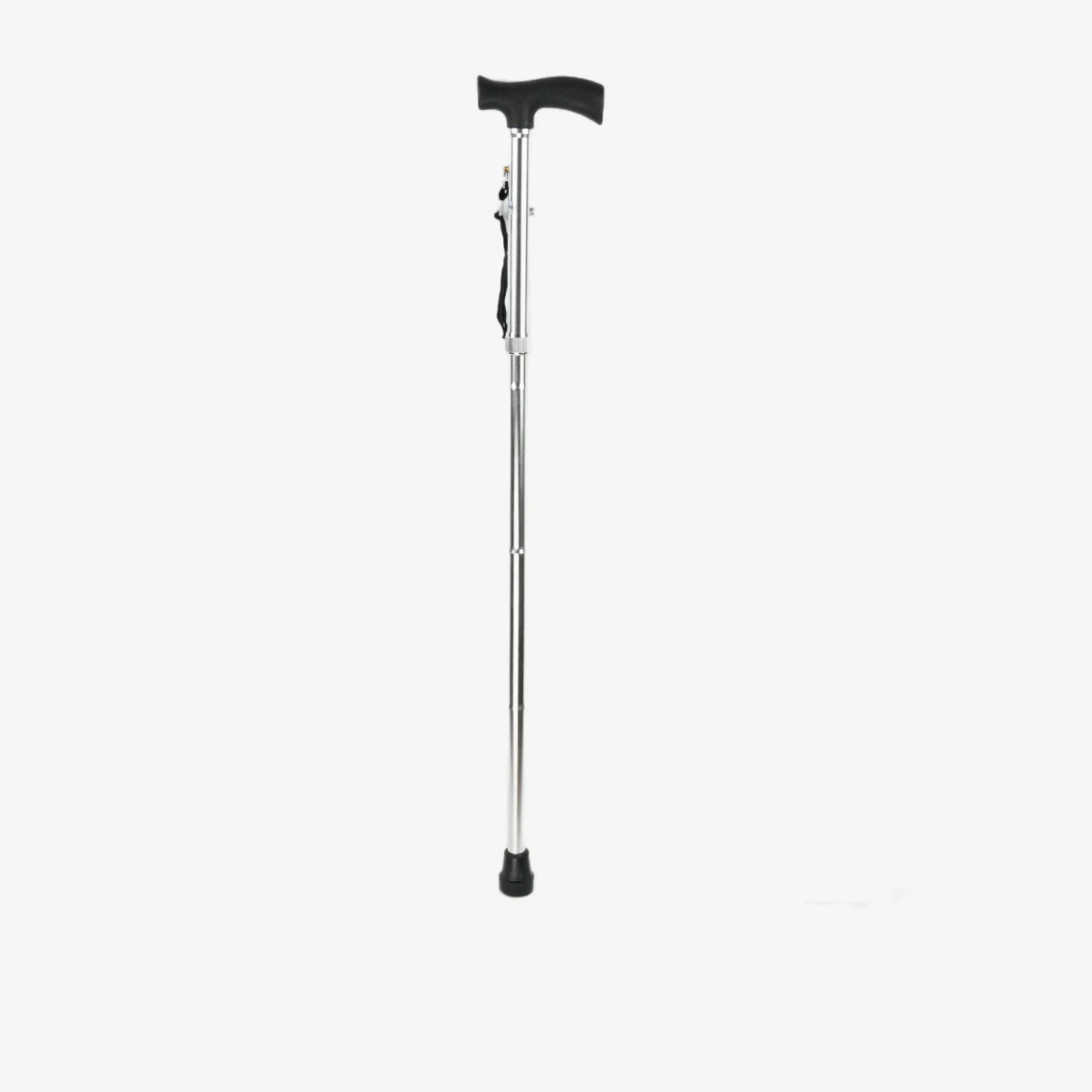 4-Section Folding Walking Cane with Wooden Handle and Non-Slip Base