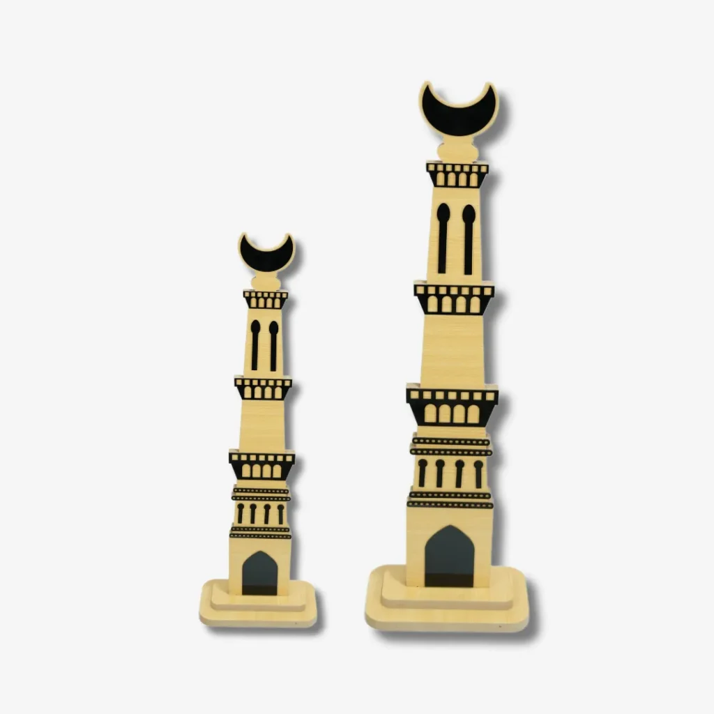 2-Piece Decorative Wooden Minaret Set