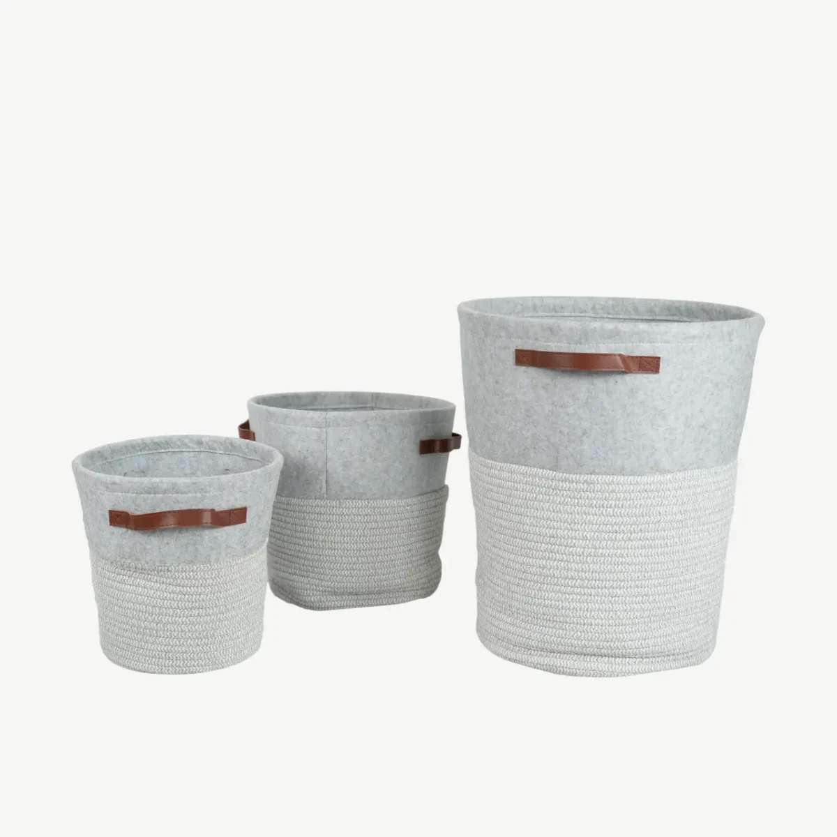 3-Piece Set of Woven Wool Storage Baskets
