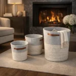 3-Piece Set of Woven Wool Storage Baskets