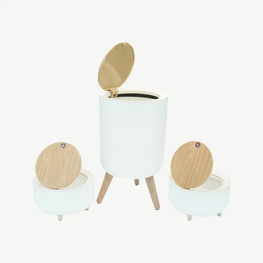 3-Piece Scandinavian Style Round Trash Bin Set