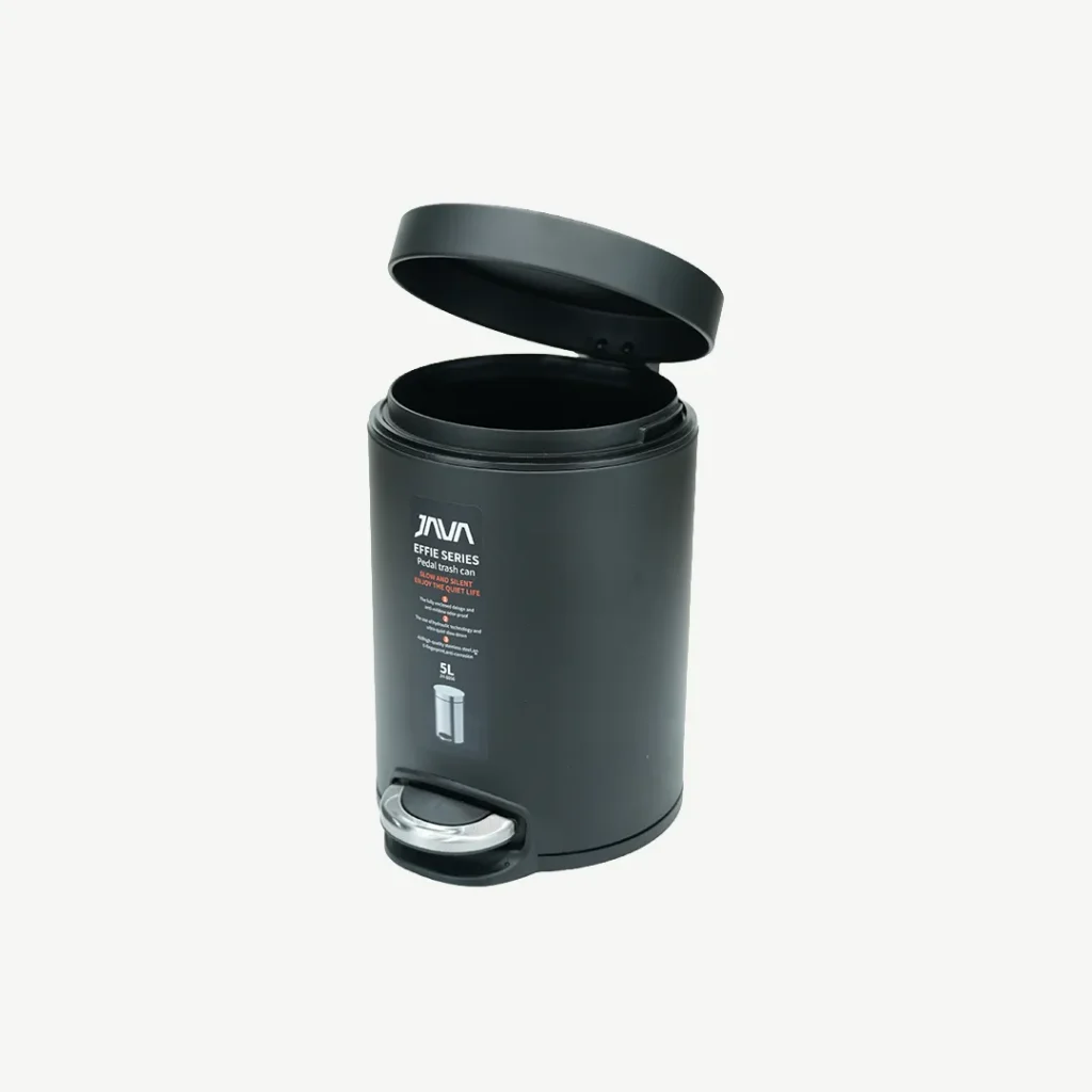 6L Black Stainless Steel Pedal Dustbin