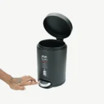 6L Black Stainless Steel Pedal Dustbin