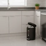 6L Black Stainless Steel Pedal Dustbin