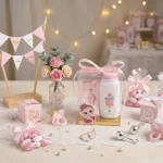 Baby Girl Newborn Giveaway Box with Wet Wipes & Johnson's Powder (10x10 cm) (4)