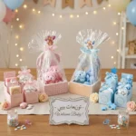 Baby Welcome Giveaway Gypsum Box with Twin Mini Teddy Bears (20x10 cm) (8)