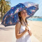 Foldable Floral Umbrella for Sun & Rain with Fabric Pouch (2)