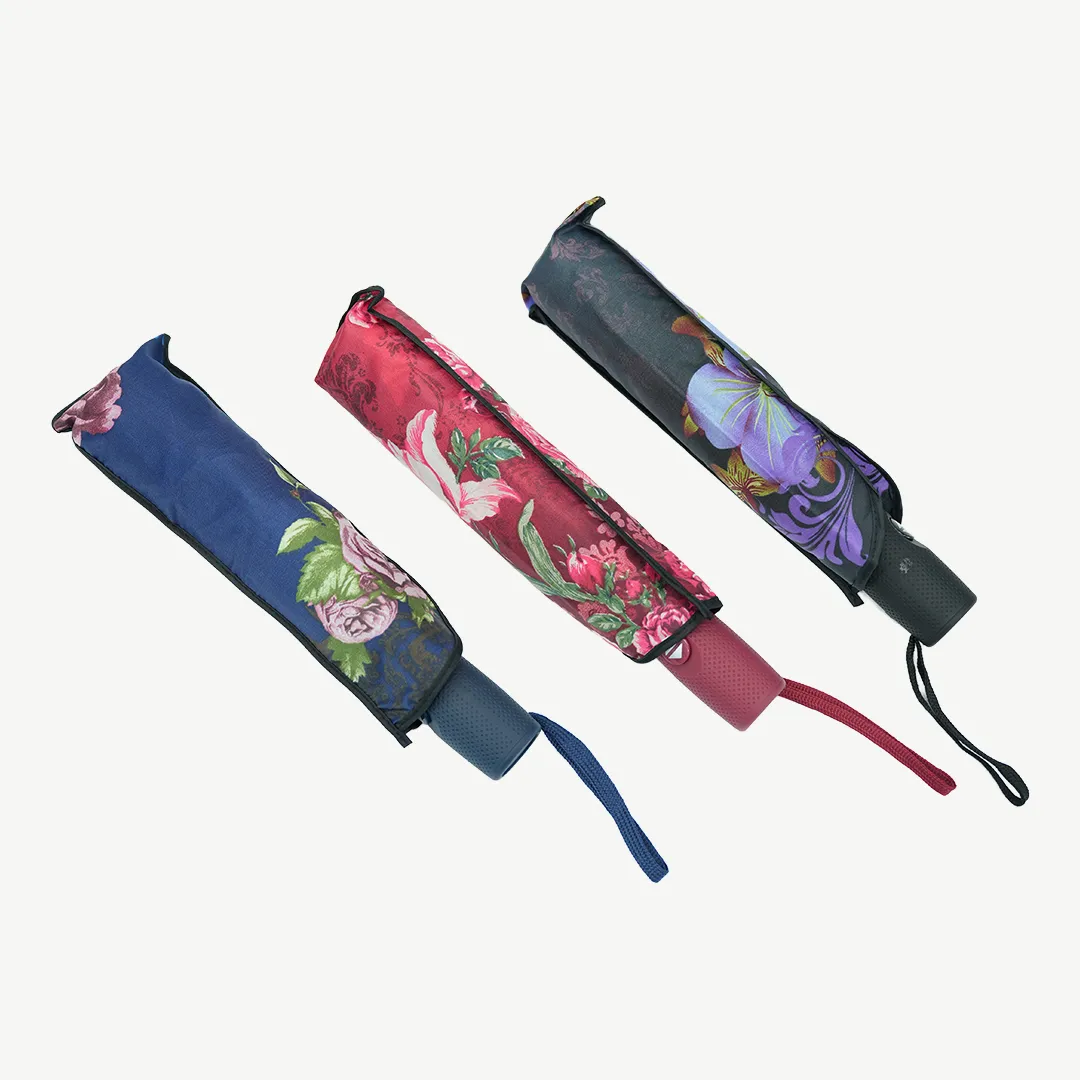 Foldable Floral Umbrella for Sun & Rain with Fabric Pouch (4) Foldable Floral Umbrella for Sun & Rain with Fabric Pouch (4)