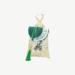 Hajj Giveaway Set Mesh Wooden Bag with Prayer Rug and Beads green