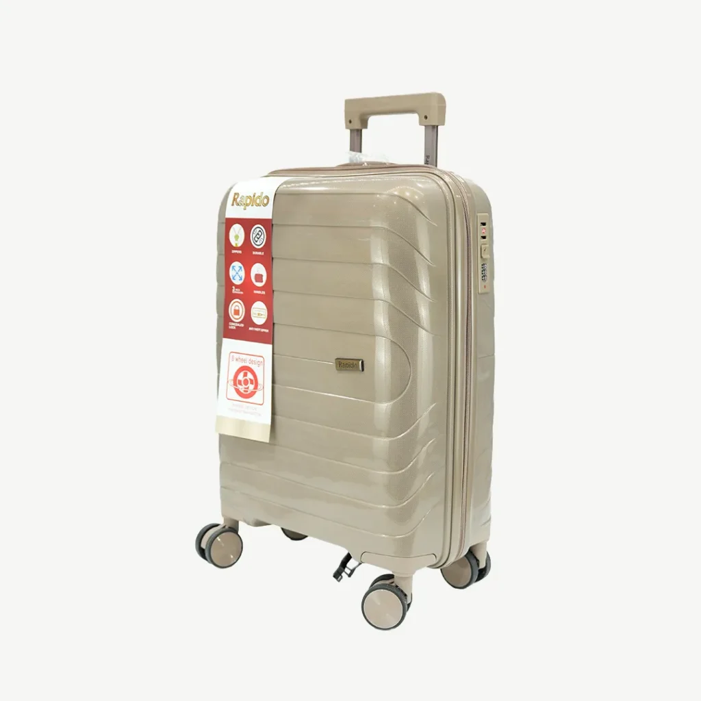 Hard Shell Travel Suitcase 20kg Beige with Combination Lock (1)