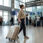 Hard Shell Travel Suitcase 20kg Beige with Combination Lock (1)
