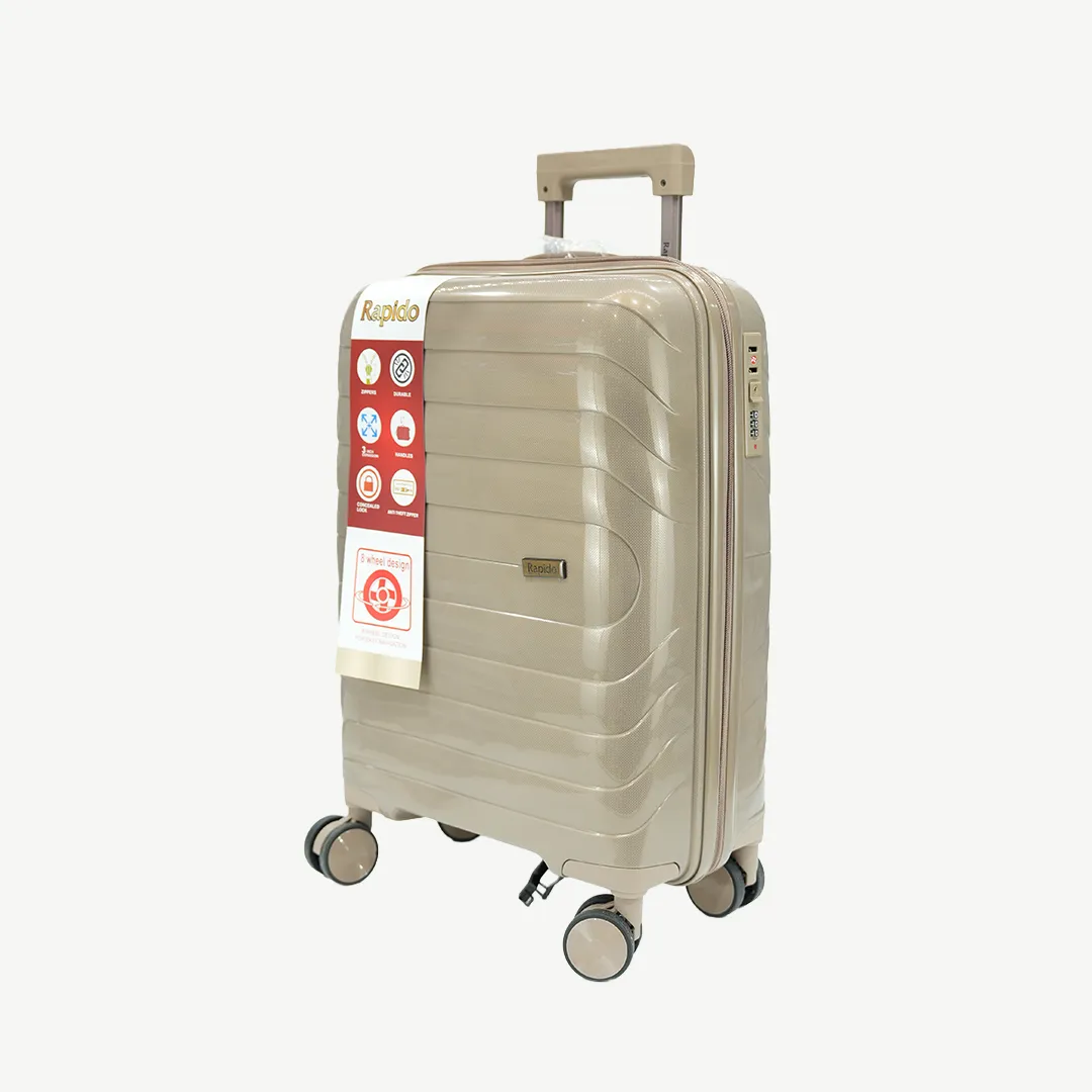 Hard Shell Travel Suitcase 20kg Beige with Combination Lock (1)