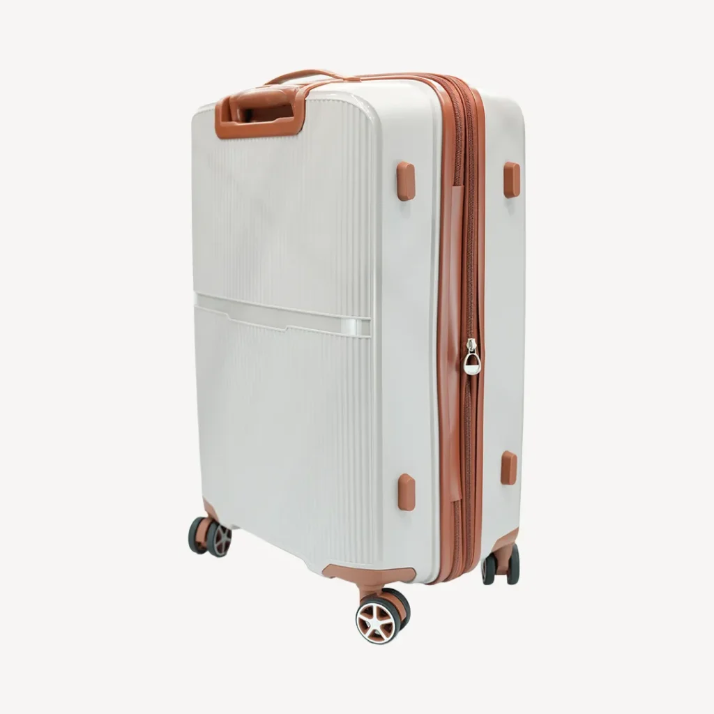 Hard Shell Travel Suitcase 65cm White & Brown with Combination Lock (4)