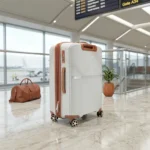 Hard Shell Travel Suitcase 65cm White & Brown with Combination Lock (8)