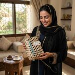 Wooden Mesh Box with Prayer Rug and Beads and Greeting Card Set (1)
